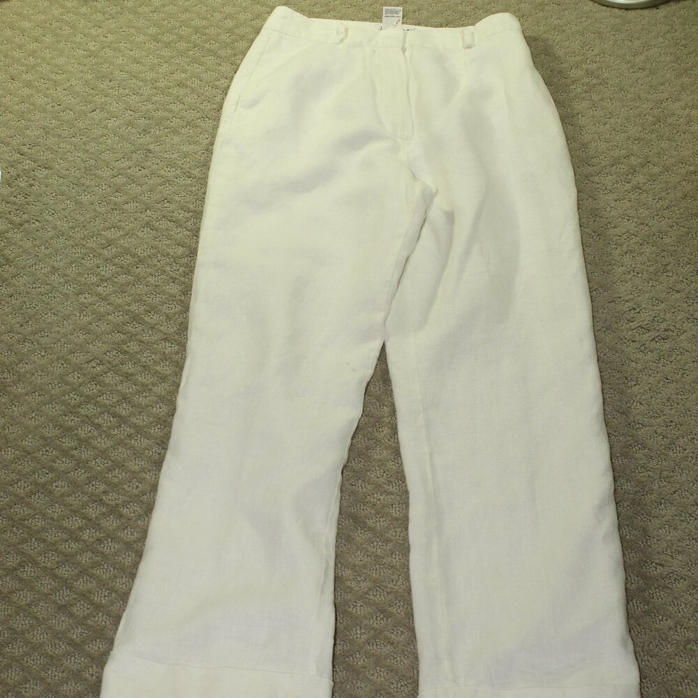 Tribeca Collection Women's Size 6 Fully-Lined White Linen Pants